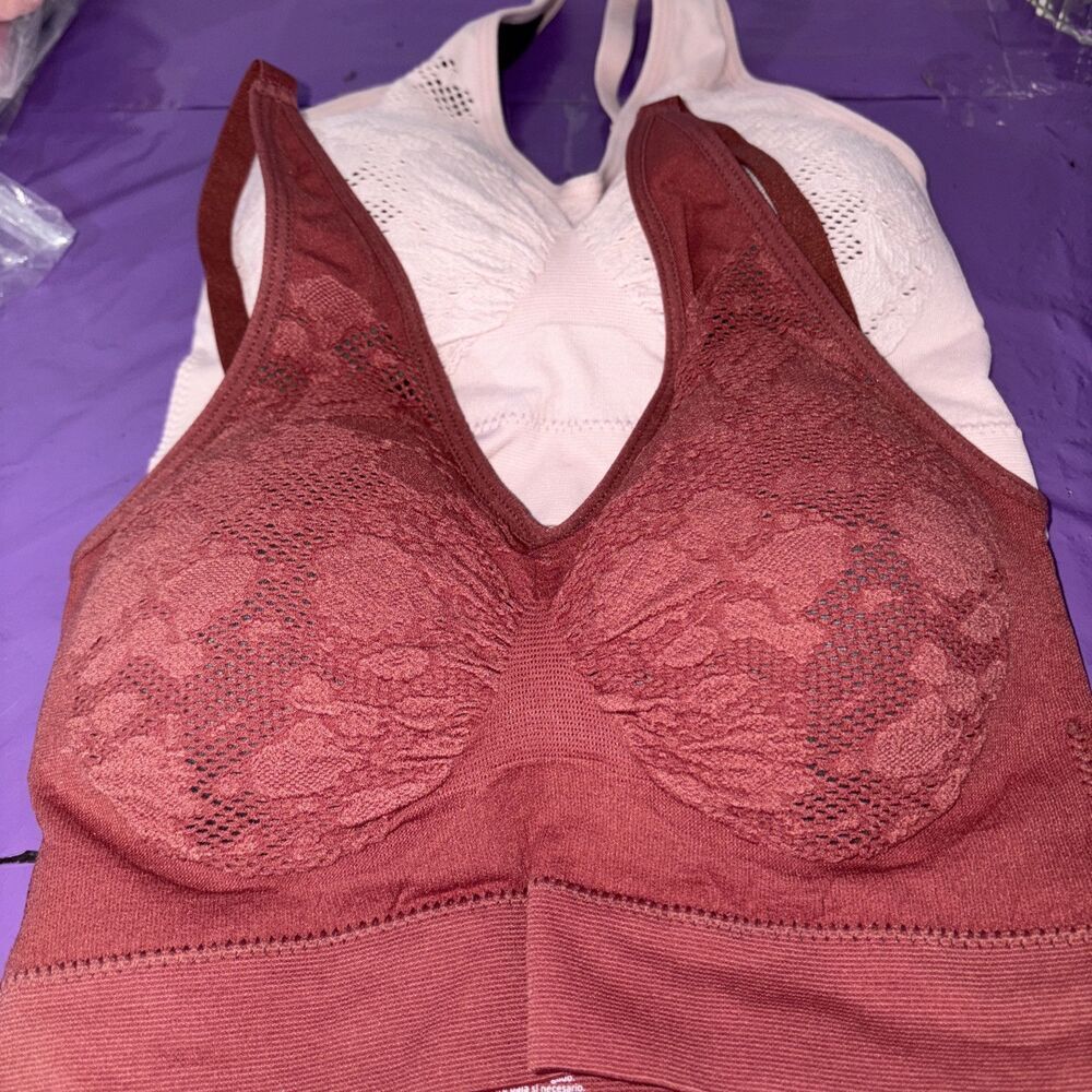 Brand New Rhonda Sheer Bra Size XS Set of 2 Pink & Brown Removable Pads Lace NEW